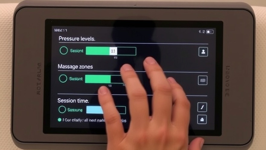 Guest adjusting settings on a digital interface for massage treatment options.