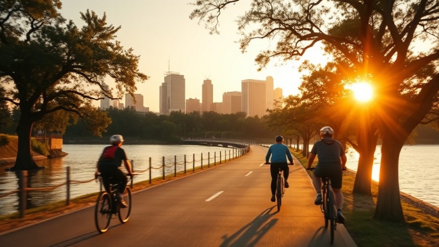 Golden hour bike trail view highlighting the serene benefits of magnesium.