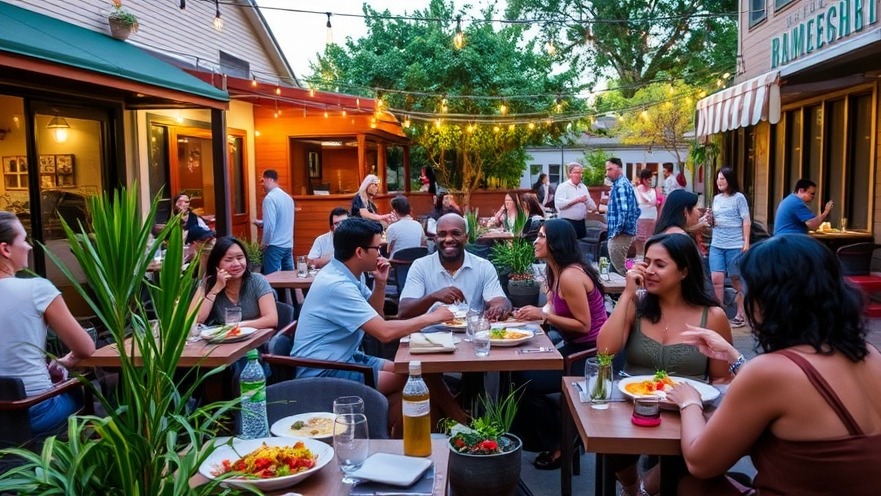 Diverse food enthusiasts savor Sacramento food culture at vibrant outdoor dining.