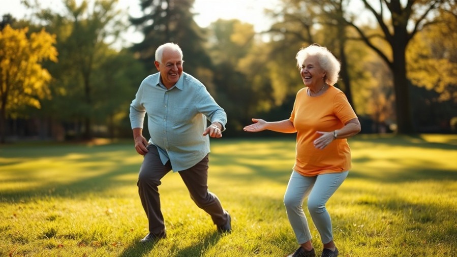 Older couple enjoying functional fitness mobility tests in McKinley Park, showcasing healthy aging.
