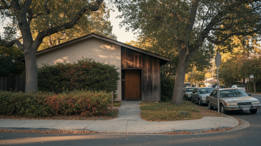 Serene exterior of a Palo Alto bathhouse, showcasing its tranquil ambiance.