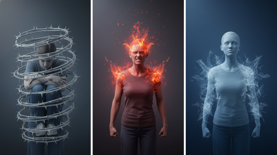 Illustration depicting diverse individuals experiencing stress uniquely.