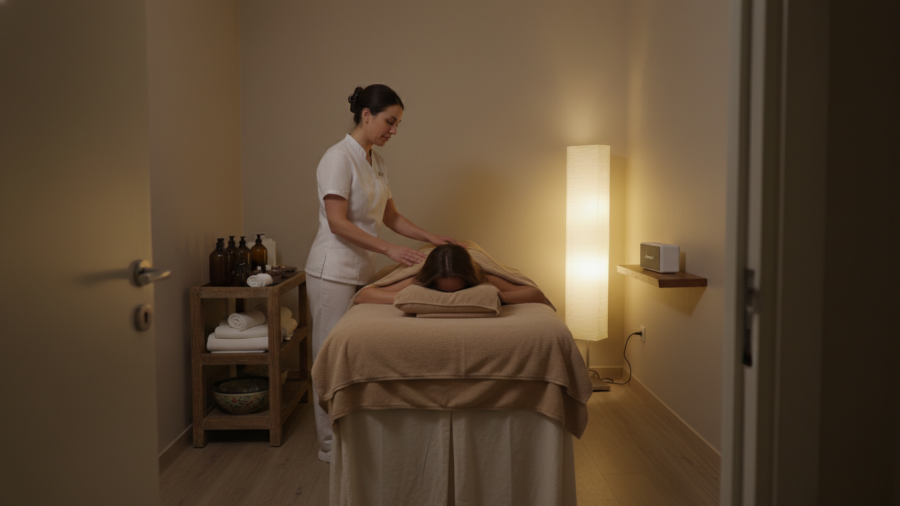 Explore how to choose a day spa in Bend with this cozy treatment room setup.