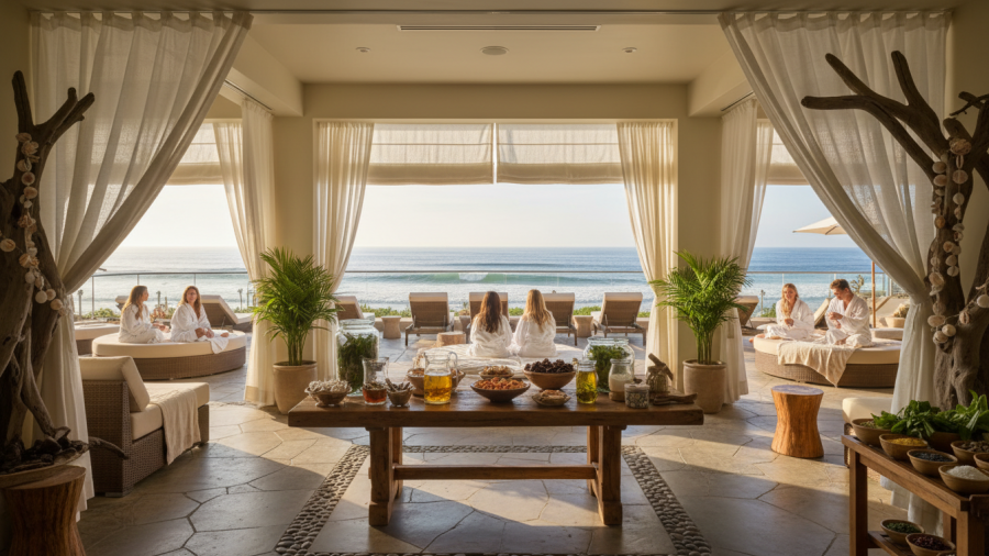 San Diego beachfront spa vs urban hotel spa highlights setting's role in relaxation.