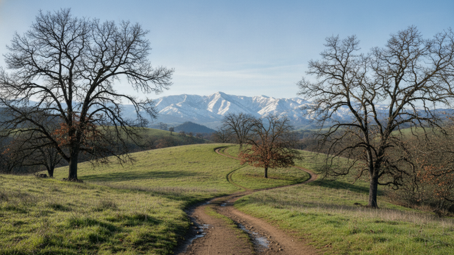 Quiet winter morning at Cronan Ranch, ideal for hiking in cool seasons.