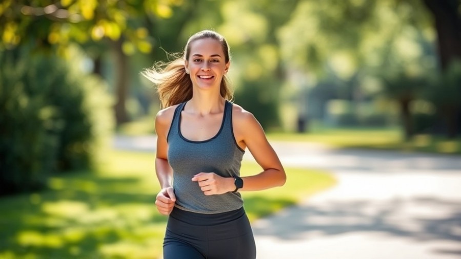 A confident woman engages in low-intensity cardio for endurance training in a sunlit outdoor setting.