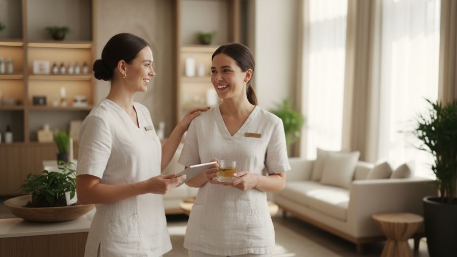 Employee satisfaction enhances customer experience in spa inventory management software.