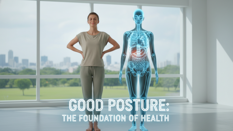 Healthy posture effects on health, supporting spine and breath.