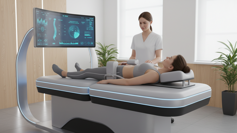 Modern spinal decompression machine for non-surgical treatment in Sacramento.