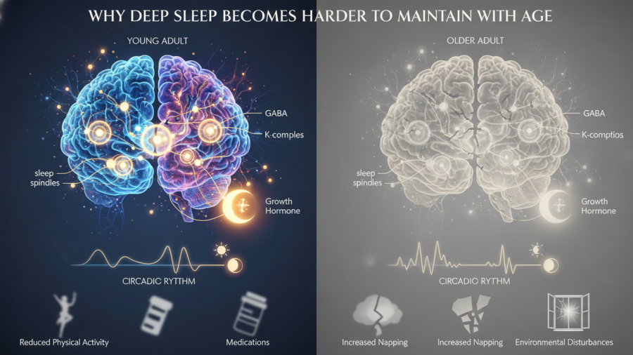 Understanding why deep sleep becomes harder with age.