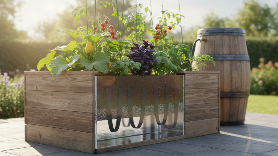 Smart gardening watering tips: a self-watering garden design concept.