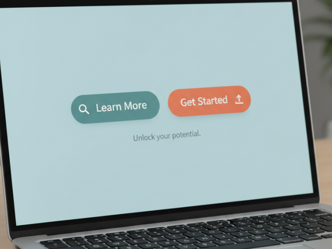 Call-to-action buttons on a laptop for a small business content marketing strategy.
