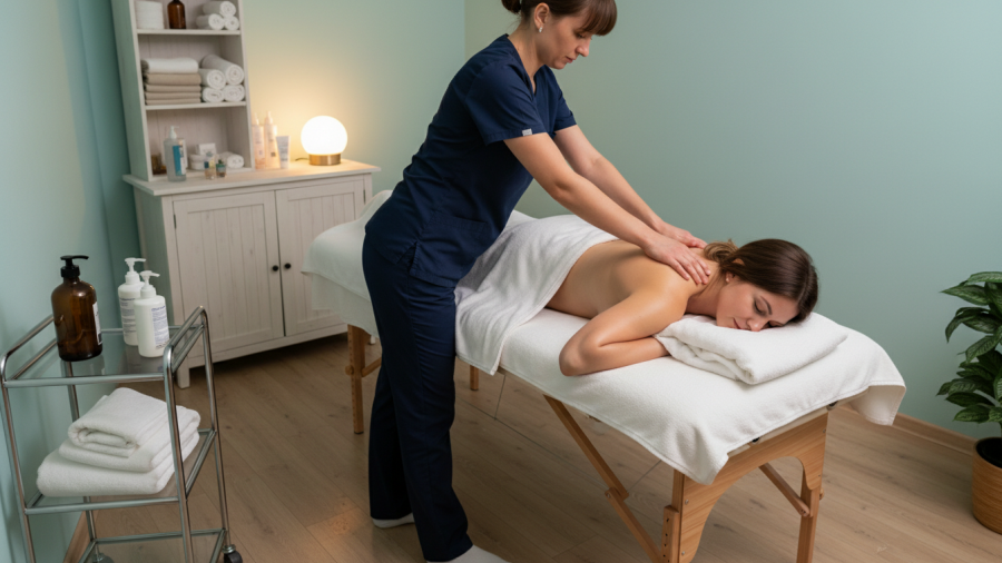 Realistic spa treatment session showing benefits of regular spa visits.