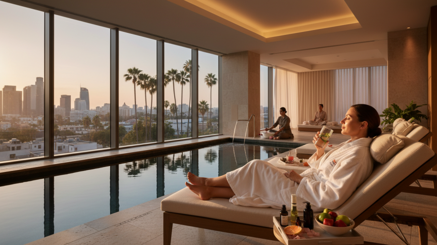 Luxury hotel spa experience in Los Angeles with relaxation and personalized care.