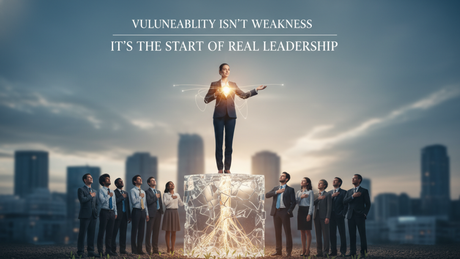 Vulnerability as strength in emotional intelligence in leadership and wellness growth.