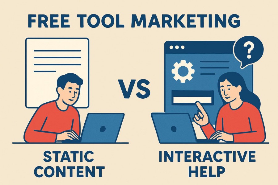 Interactive help replaces static content in free tool marketing.