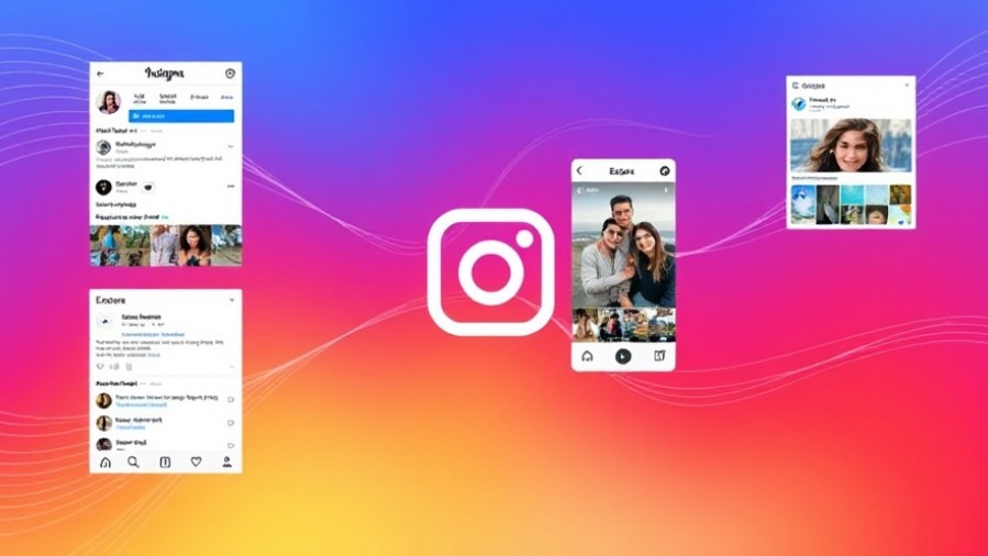 Dynamic collage of Instagram screens illustrating marketing strategies and engagement.