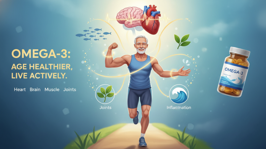 Omega-3 fatty acids support cardiovascular health and combat biological aging.