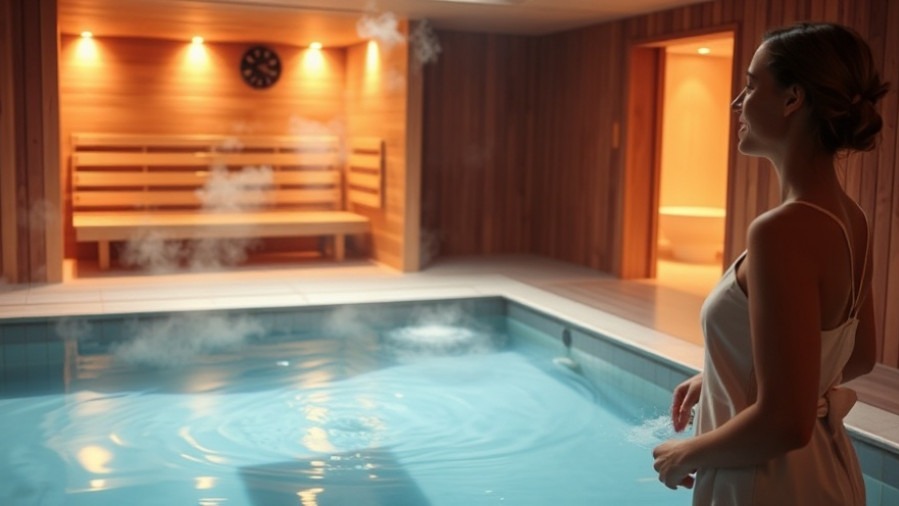 Warm sauna leading to a calming cold plunge pool, highlighting accessible cooling experiences.