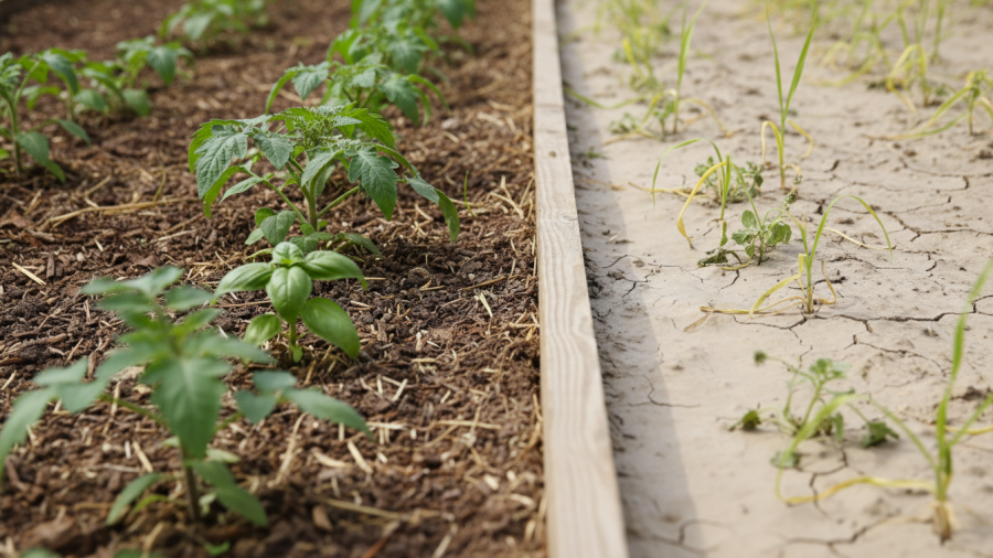 Healthy vs stressed soil conditions illustrating soil compaction plant problems.