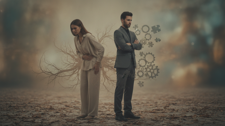 Two people standing together, exploring natural remedies for constipation and digestive health.
