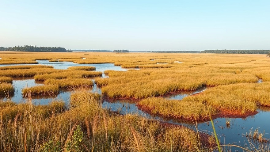 Scenic view of the preserve, showcasing wetlands, grasses, and trees.