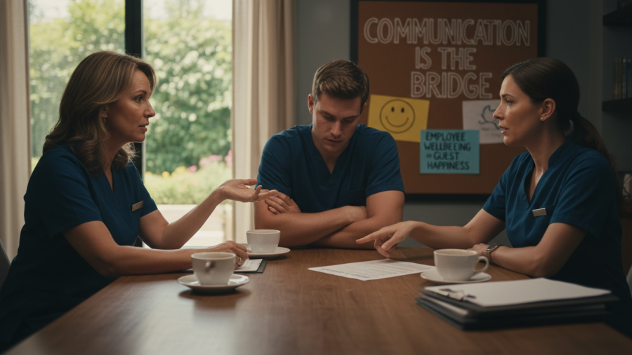 Navigating difficult conversations in spa management to enhance team culture.