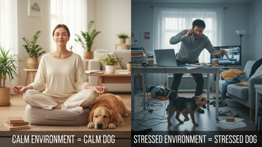 Explore how dog behavior reflects owner stress and emotions in daily life.