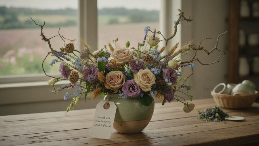 Modern luxury flower arrangements prioritizing sustainability in high-end floral design.