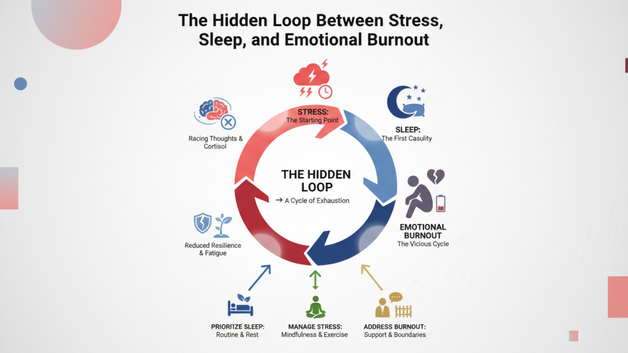 Explore the hidden loop between stress and emotional health through sleep quality.