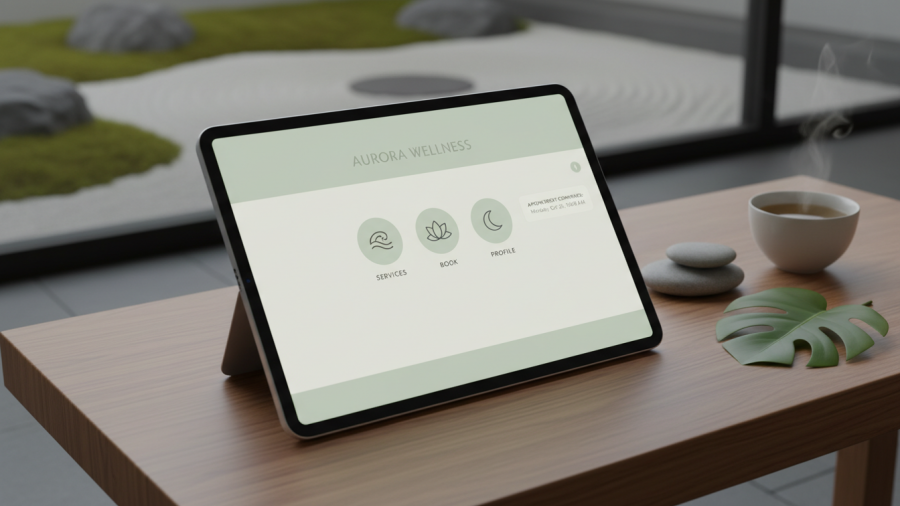 Branded spa app reflecting unique spa personalities and philosophies.