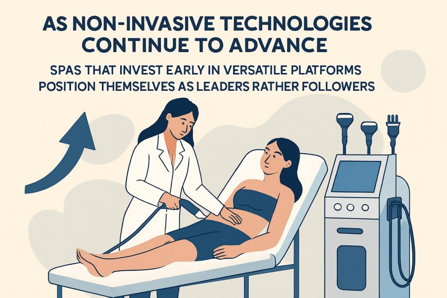 Innovative medical spa showcasing RF technology skin tightening for client comfort.