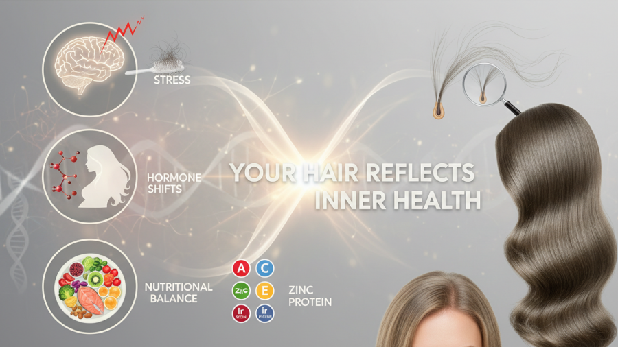 Understanding stress impact on hair and the role of nutrition for healthy hair.