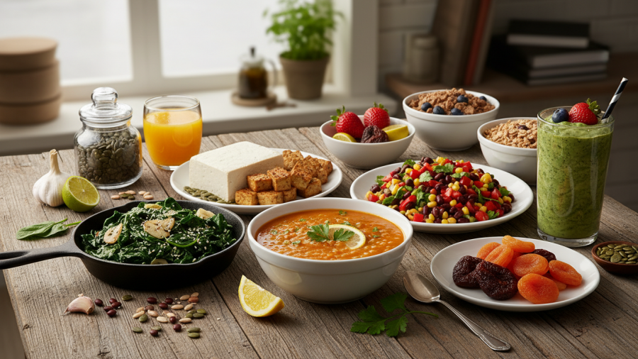 Vegetarian nutrition strategies for overcoming anemia symptoms with iron-rich foods.