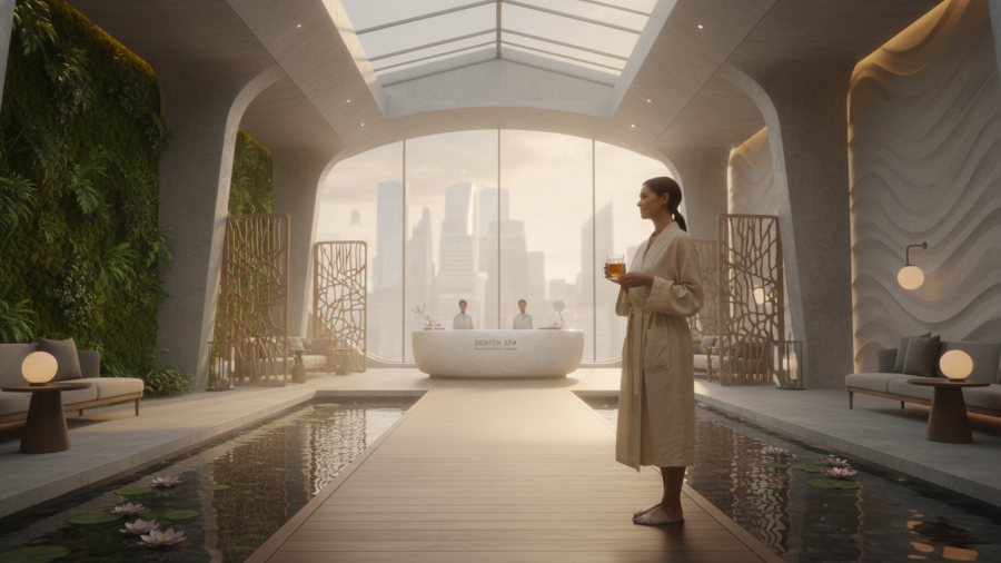 Urban sanctuary spa: a serene retreat embodying calming philosophy.