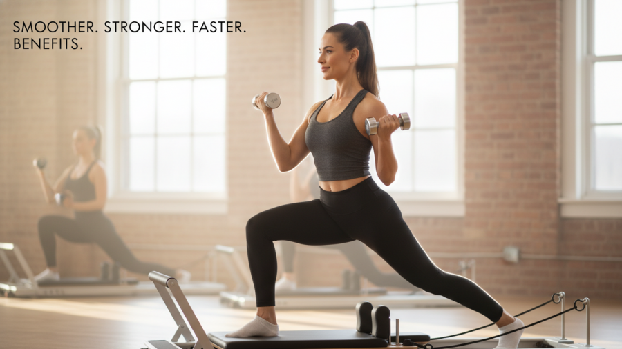 Strength training and Pilates enhance core control, injury prevention, and fitness fusion.