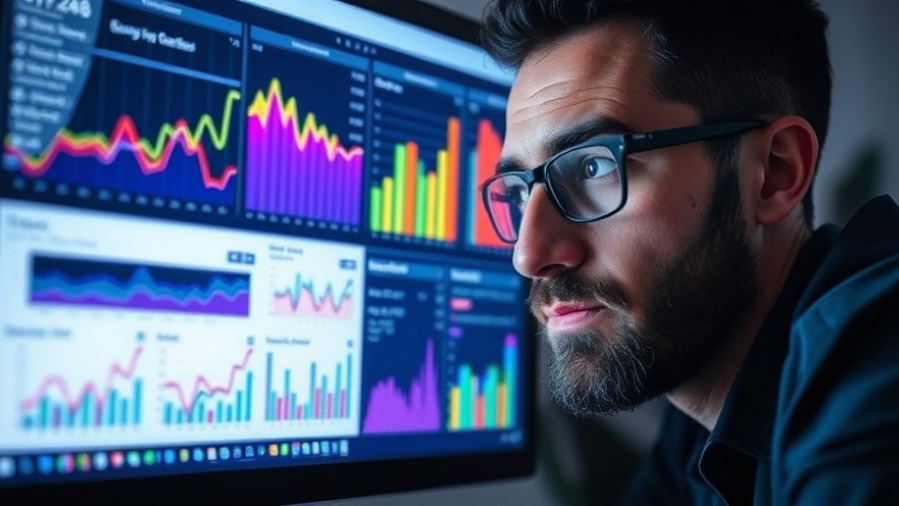 Entrepreneur using social media management tools to analyze data metrics.