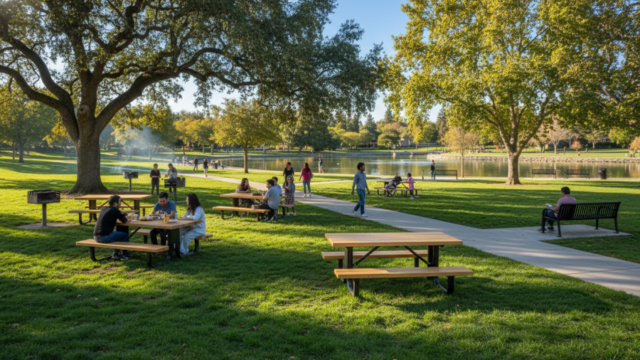 Sacramento park improvements showcase new picnic tables and benches, enhancing community engagement.