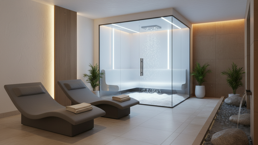 Modern snow rooms in spas enhance cold therapy benefits for wellness.