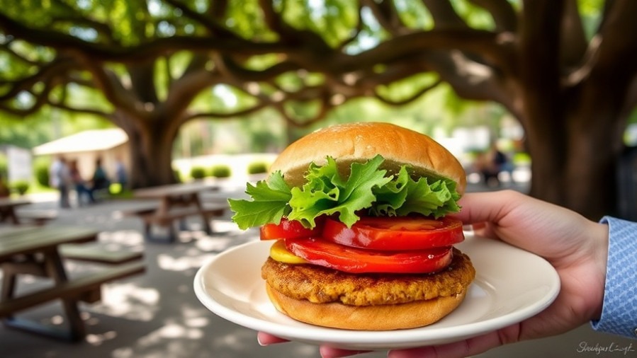 Sunflower Drive-In in Fair Oaks featuring Nutburger, cozy picnic seating, and chickens.