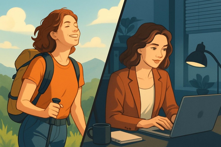 Embracing work-life harmony through self-care for entrepreneurs.