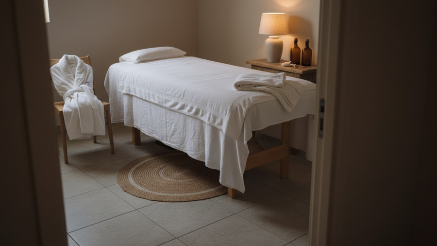 Relaxation after spa treatment in Eugene, Oregon, showcasing calming interior.