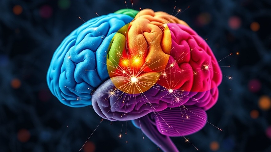 Vibrant brain illustration highlighting memory health processes: encoding, storage, and retrieval.