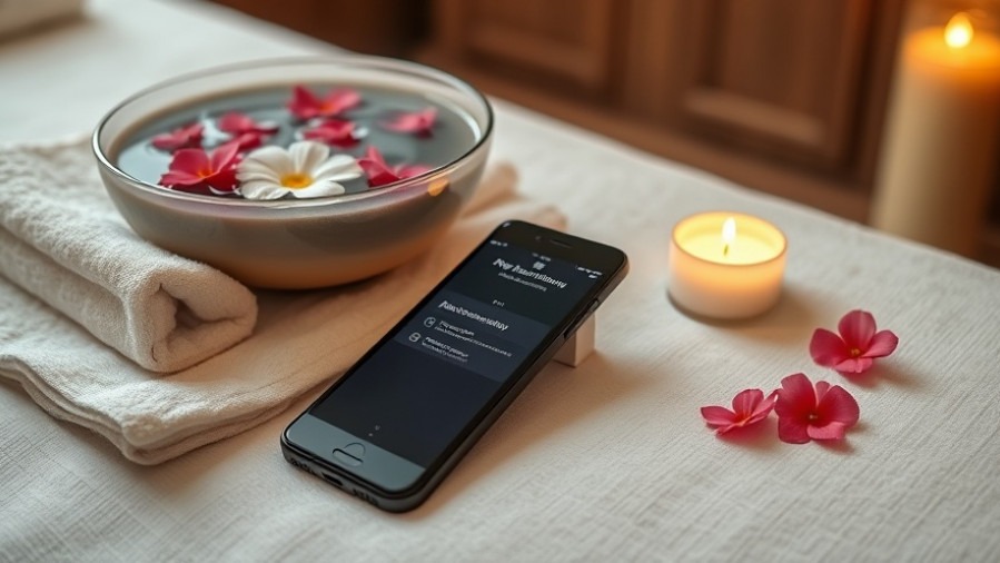 Smartphone on spa table enhancing guest experience with booking automation.