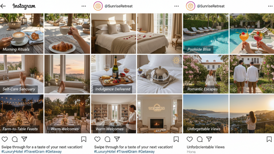Instagram showcasing spa marketing through enticing visuals for guests.