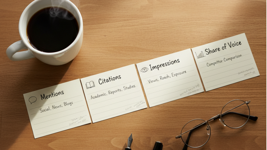 Organized index cards for AI search analysis and competitor visibility tracking.