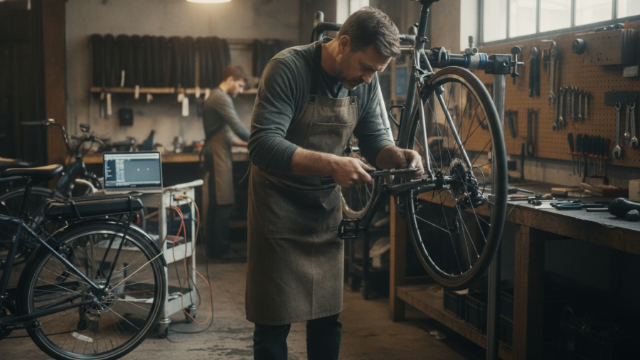Skilled Sacramento cycling experts blending traditional bike repair with e-bike technology.