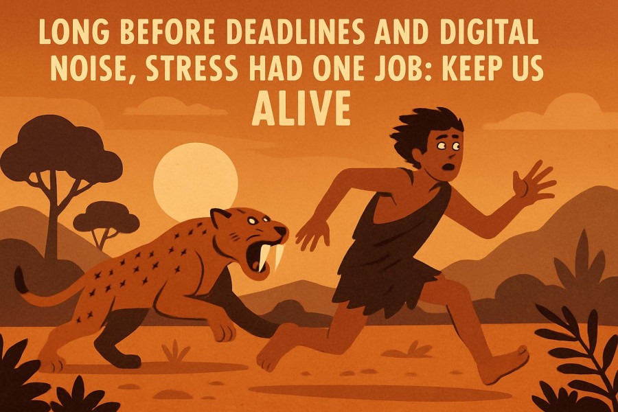 Stress: A primal force for survival before modern deadlines and noise.