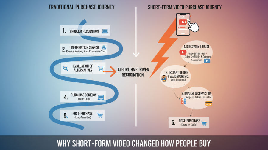 Short-form video transforms buying behavior through fast, trust-based recognition.