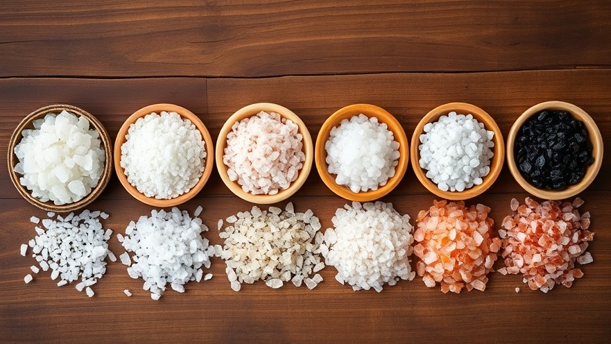 A variety of natural salts, including Himalayan and sea salt, showcasing their unique textures.